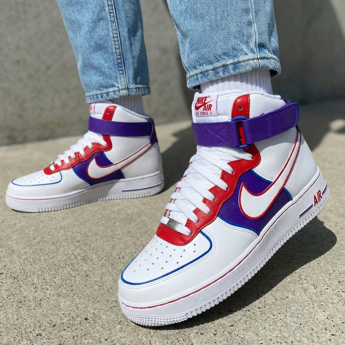 Custom AF 1s Shoes Purple Red Design