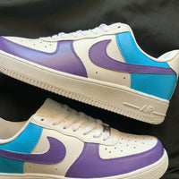 Custom AF 1s Shoes Purple Teal Colorblock
