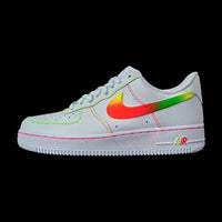 Custom AF 1s Shoes Rainbow Swoosh Pink Green
