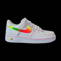 Custom AF 1s Shoes Rainbow Swoosh Pink Green