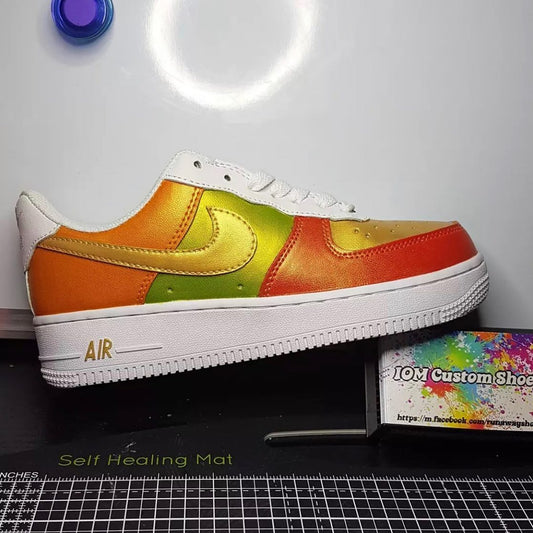 Custom AF 1s Shoes Rainbow Vibrant Orange Green Red