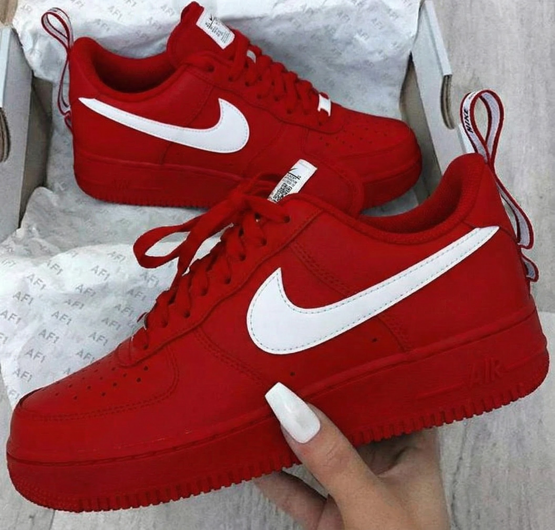 Custom AF 1s Shoes Red and White