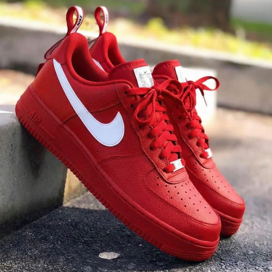 Custom AF 1s Shoes Red and White
