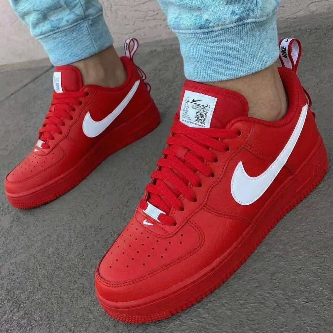 Custom AF 1s Shoes Red and White