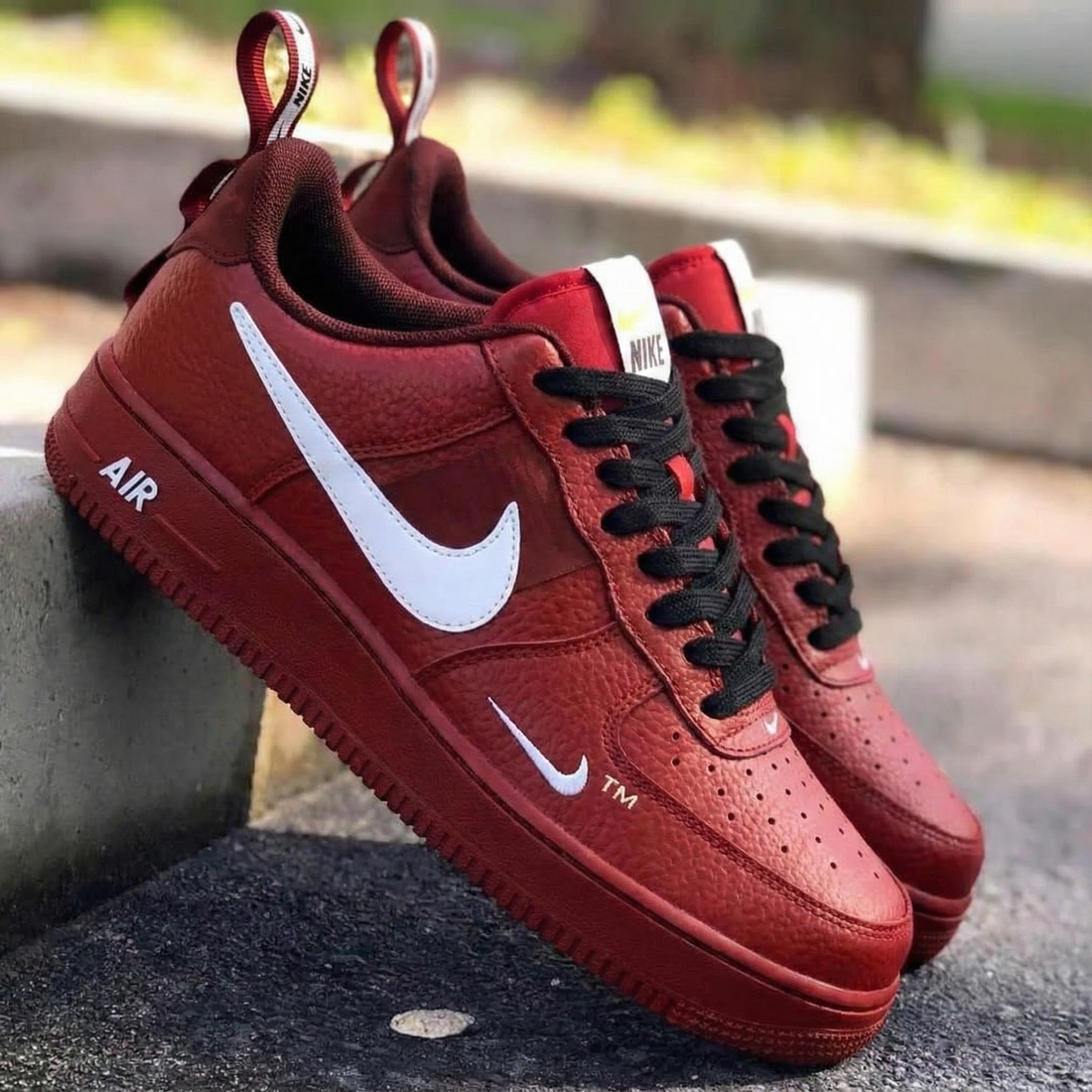 Custom AF 1s Shoes Red Black White