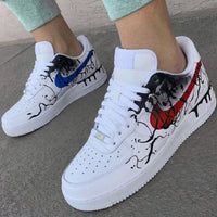 Custom AF 1s Shoes Red Blue Street Graffiti