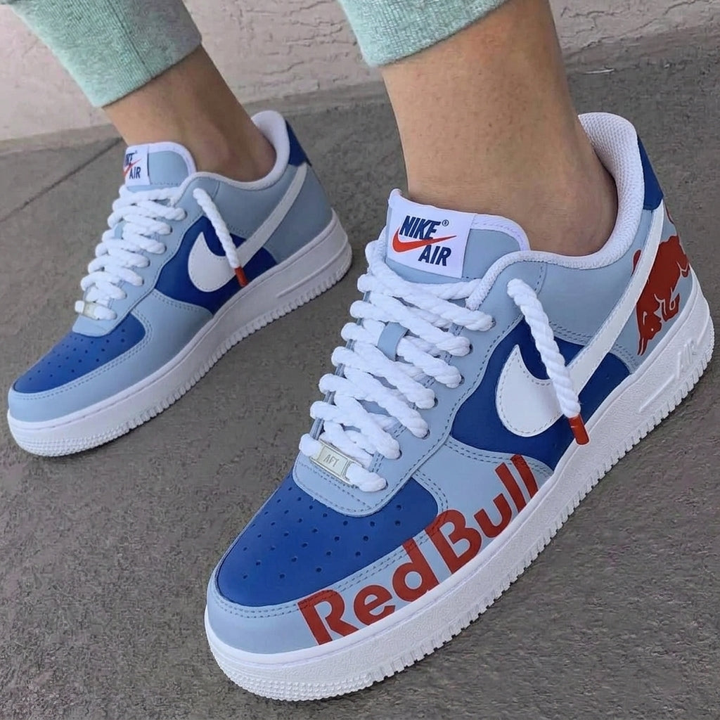 Custom AF 1s Shoes Red Bull Blue Red