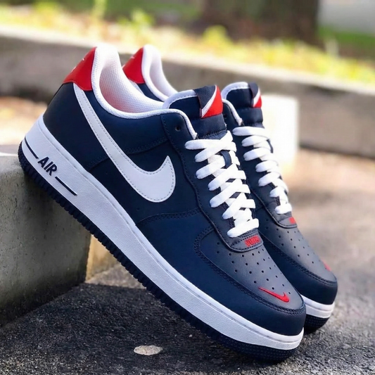 Custom AF 1s Shoes Red Navy White Sole
