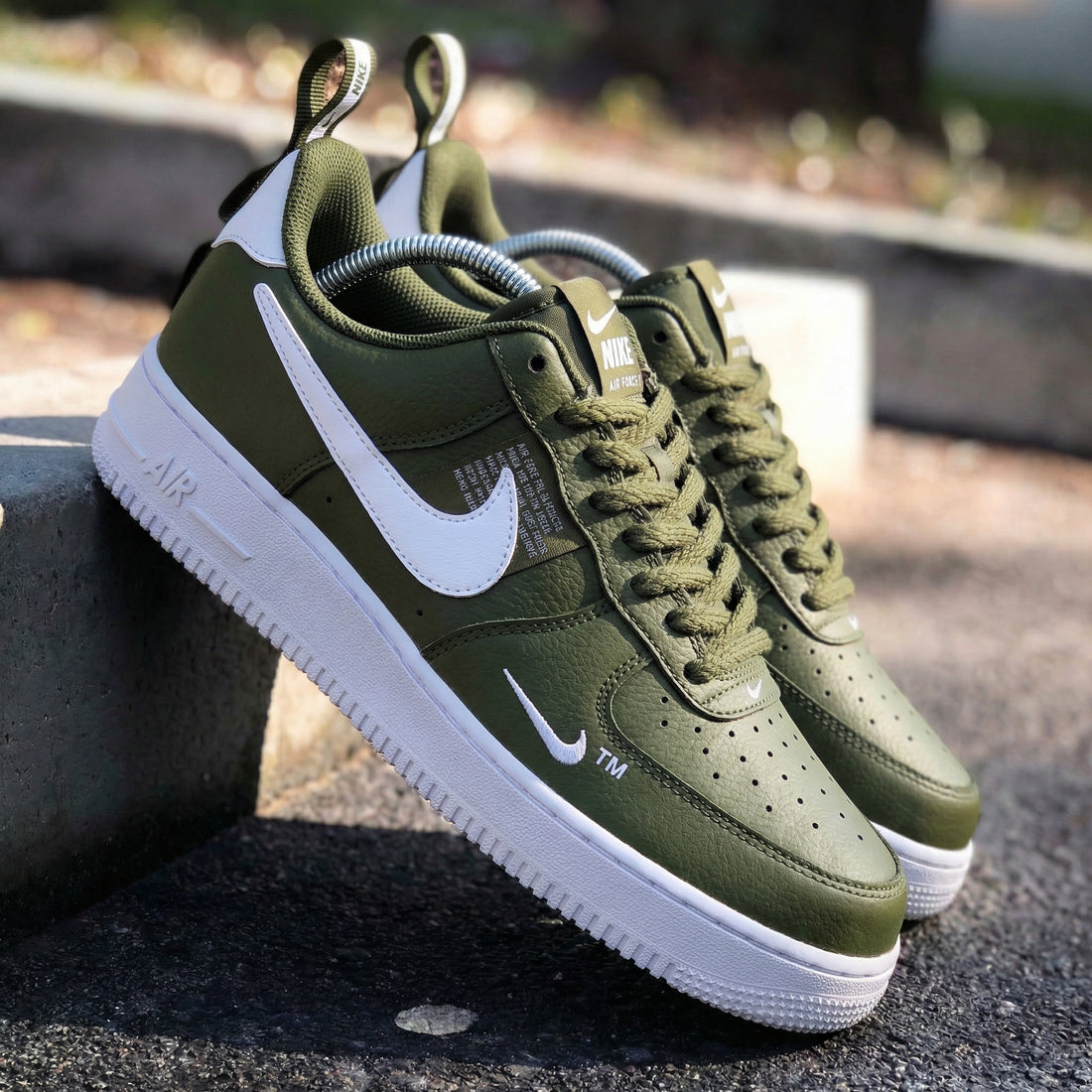 Custom AF 1s Shoes Retro Olive White