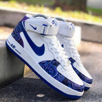 Custom AF 1s Shoes Rose Pattern Blue Purple