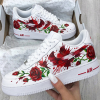 Custom AF 1s Shoes Rose Pattern Red Green