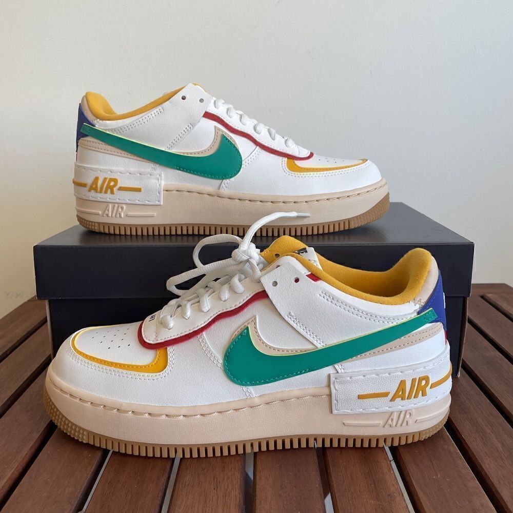 Custom AF 1s Shoes Shadow Double Air Turquoise Yellow Red Blue Beige