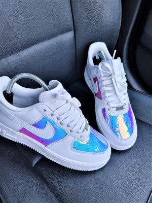 Custom AF 1s Shoes Shimmering Iridescent Baby Pink Blue