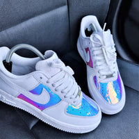 Custom AF 1s Shoes Shimmering Iridescent Baby Pink Blue