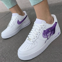Custom AF 1s Shoes Snake White Purple