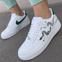 Custom AF 1s Shoes Snakes Stars Green
