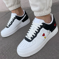 Custom AF 1s Shoes Snoopy Woodstock Heart Balloons Black Red