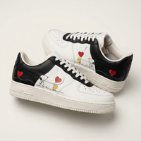 Custom AF 1s Shoes Snoopy Woodstock Heart Balloons Black Red