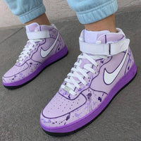 Custom AF 1s Shoes Splash Pattern Baby Purple