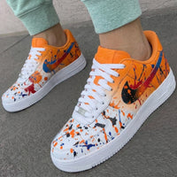 Custom AF 1s Shoes Splatter Paint Orange Blue Red