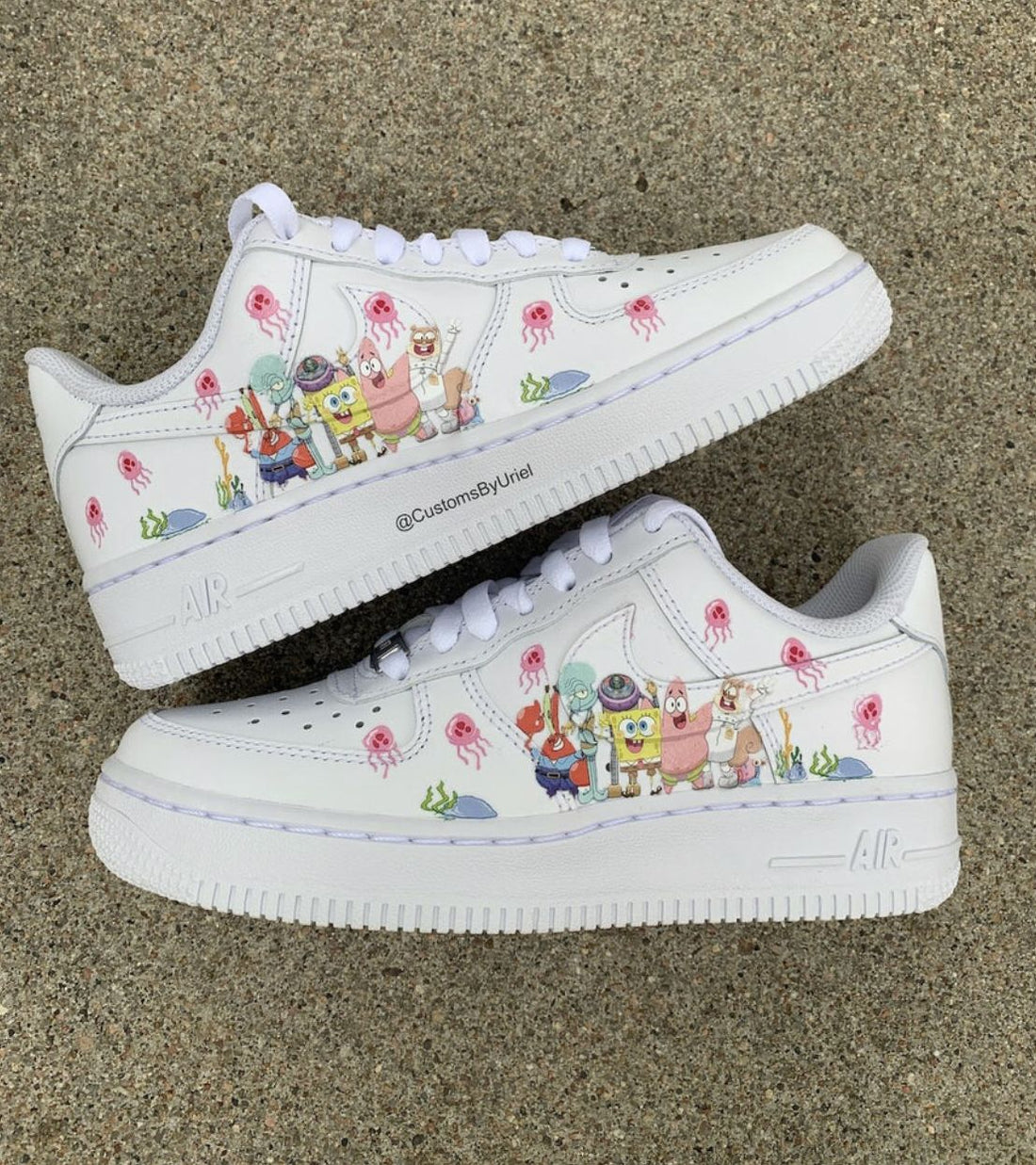 Custom AF 1s Shoes SpongeBob SquarePants Theme Baby Pink Color