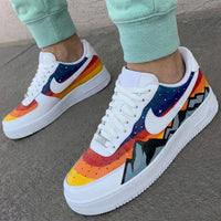 Custom AF 1s Shoes Starry Sky Rainbow Mountain Navy Red Orange Yellow Gray Black