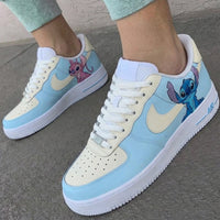 Custom AF 1s Shoes Stitch Angel Printed Baby Blue Cream