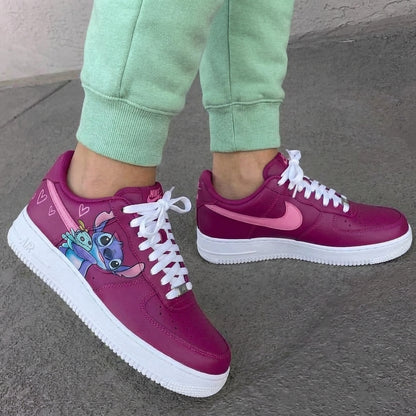 Custom AF 1s Shoes Stitch Doll Hearts Pink Fuchsia
