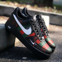 Custom AF 1s Shoes Striped Pattern Red Green Black