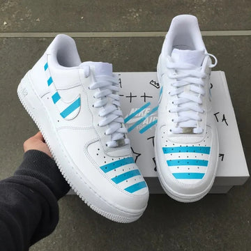 Custom AF 1s Shoes Stripes Baby Blue