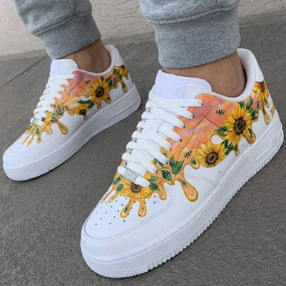Custom AF 1s Shoes Sunny Sunflower Bee Orange Yellow