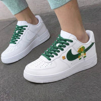 Custom AF 1s Shoes Super Mario Question Mark Tiles Green Gold