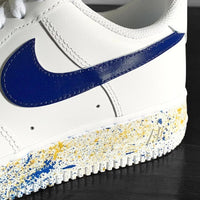 Custom AF 1s Shoes Swoosh Logo Yellow and Blue