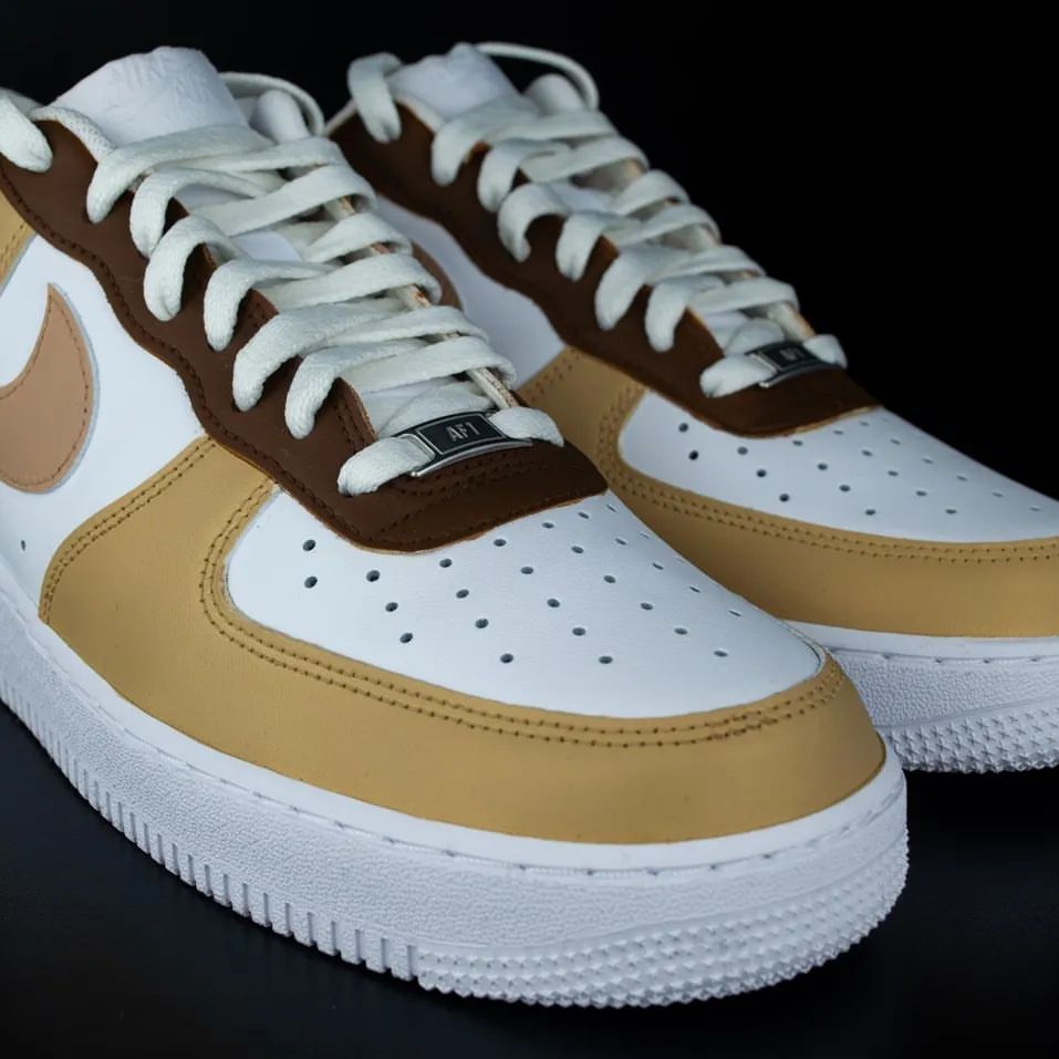 Custom AF 1s Shoes Tan and Brown Color