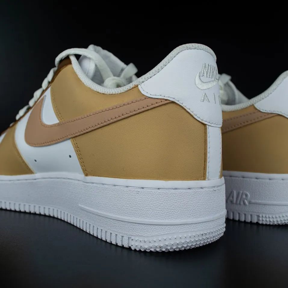 Custom AF 1s Shoes Tan and Brown Color