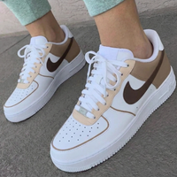 Custom AF 1s Shoes Tan Brown Color