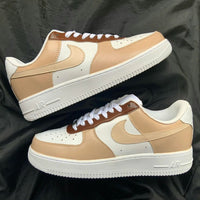 Custom AF 1s Shoes Tan Brown Dual Tone