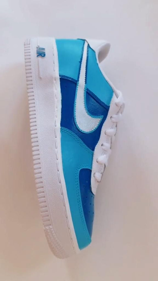 Custom AF 1s Shoes Teal Blue Color