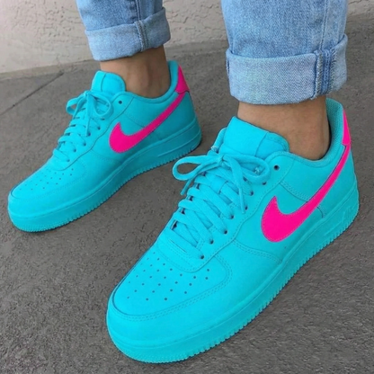 Custom AF 1s Shoes Teal Pink Colorway