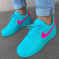 Custom AF 1s Shoes Teal Pink Colorway