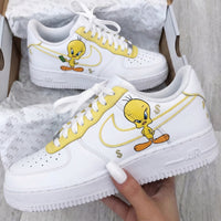 Custom AF 1s Shoes Tweety Bird Yellow Orange