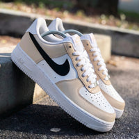 Custom AF 1s Shoes Understated Elegant Beige Black