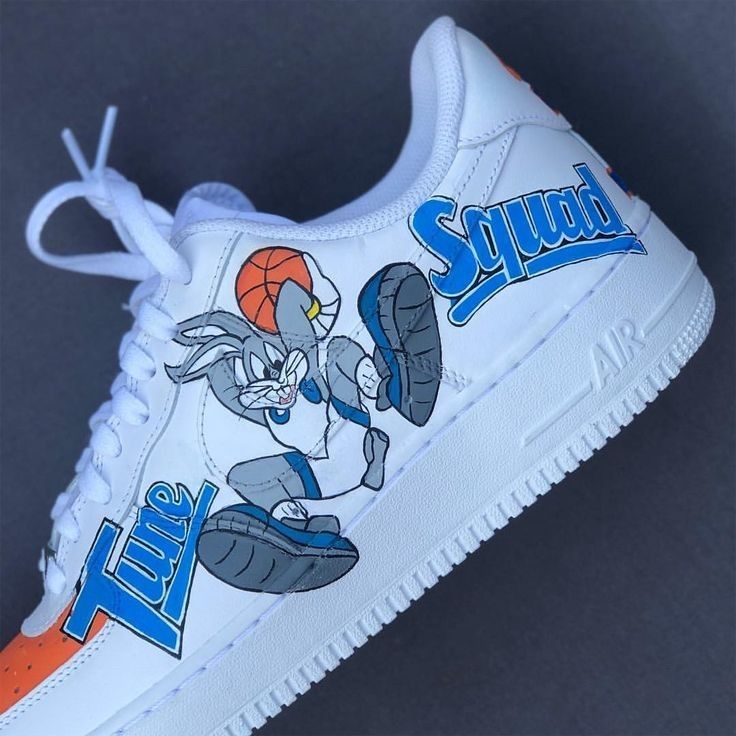 Custom AF 1s Shoes Vibrant Tune Squad Orange Blue