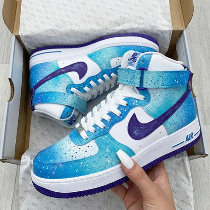 Custom AF 1s Shoes Watercolor Blue Purple