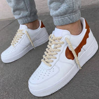 Custom AF 1s Shoes Wave Edged Brown Swoosh Rope Laces White Brown