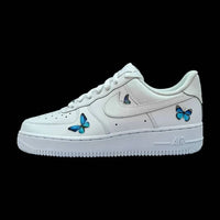 Custom AF 1s Shoes with Blue Butterfly Motif