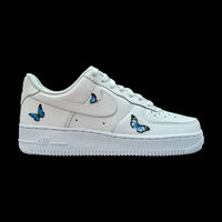 Custom AF 1s Shoes with Blue Butterfly Motif