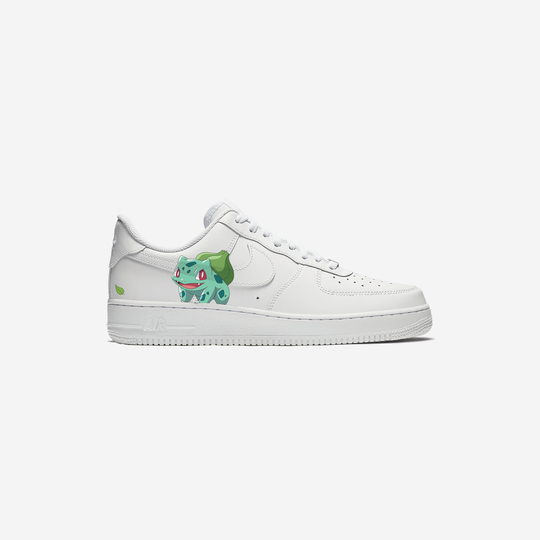 Custom AF 1s Shoes With Bulbasaur Design Green Color