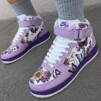 Custom AF 1s Shoes with Butterflies and Flowers Baby Purple