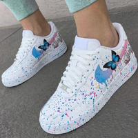 Custom AF 1s Shoes with Butterflies and Pink Blue Splashes